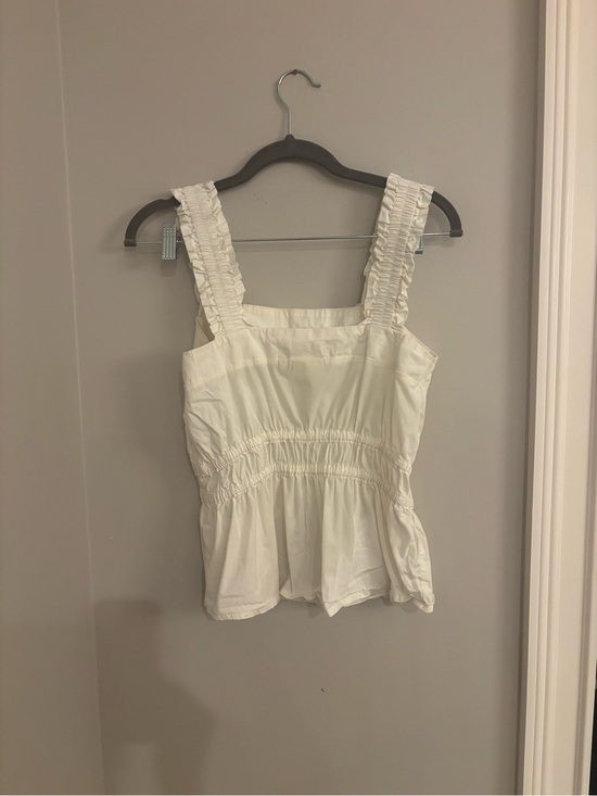 Spartina 449 Tops - Spartina 449 Cream Ruffle-Strap Smocked Peplum Camisole